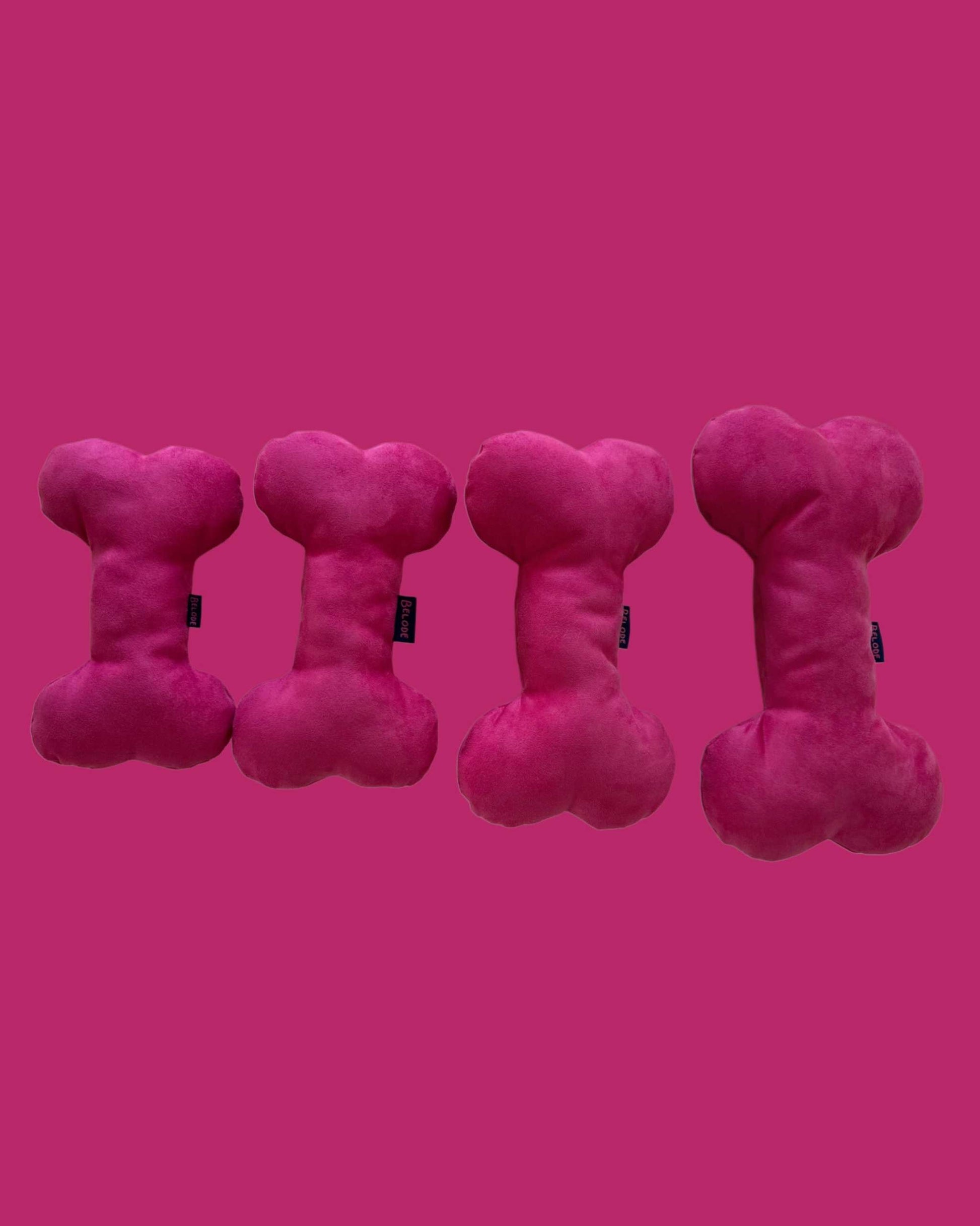 FUCHSIA PINK BONE DOG SQUEAKY TOY