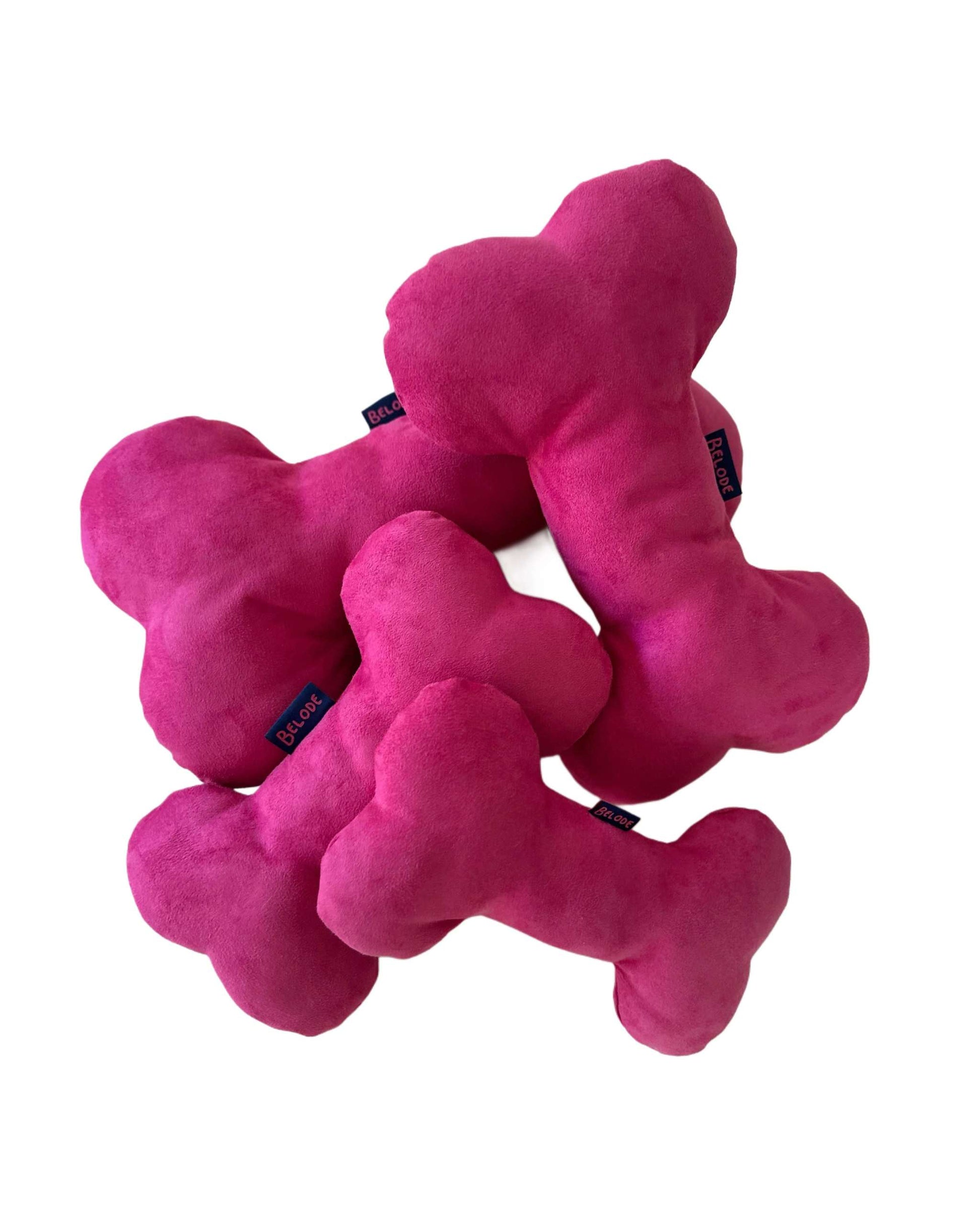 FUCHSIA PINK BONE DOG SQUEAKY TOY