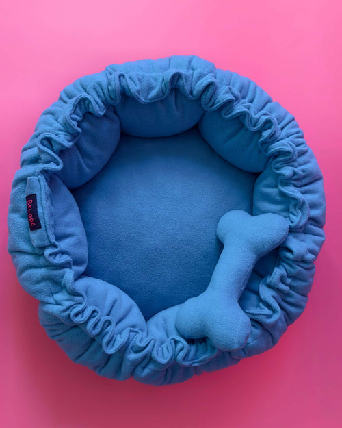 Flower Dog Bed - Bold Blue, Convertible Round Nest