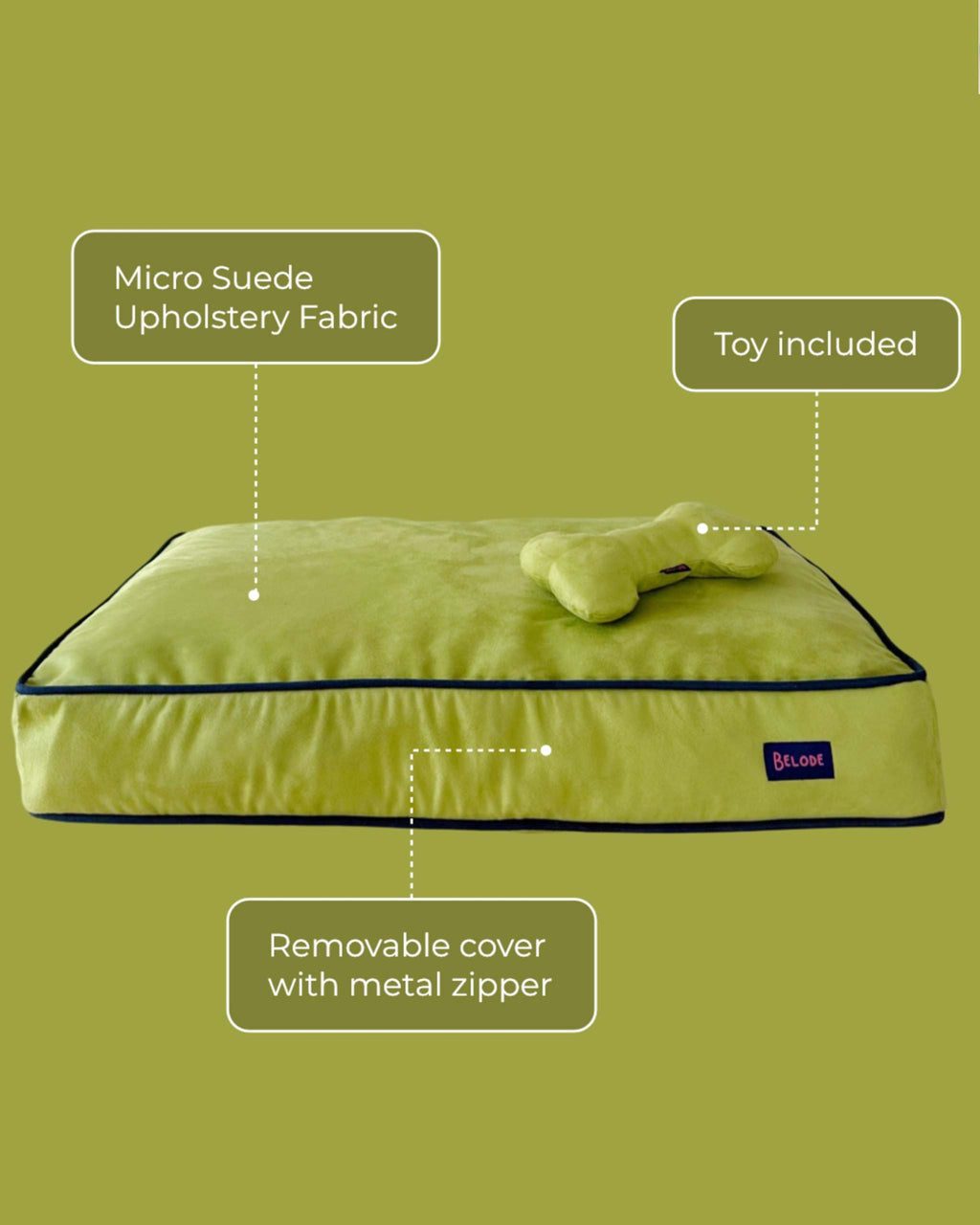 MONOCHROME DOG BED LIME GREEN / NAVY BLUE