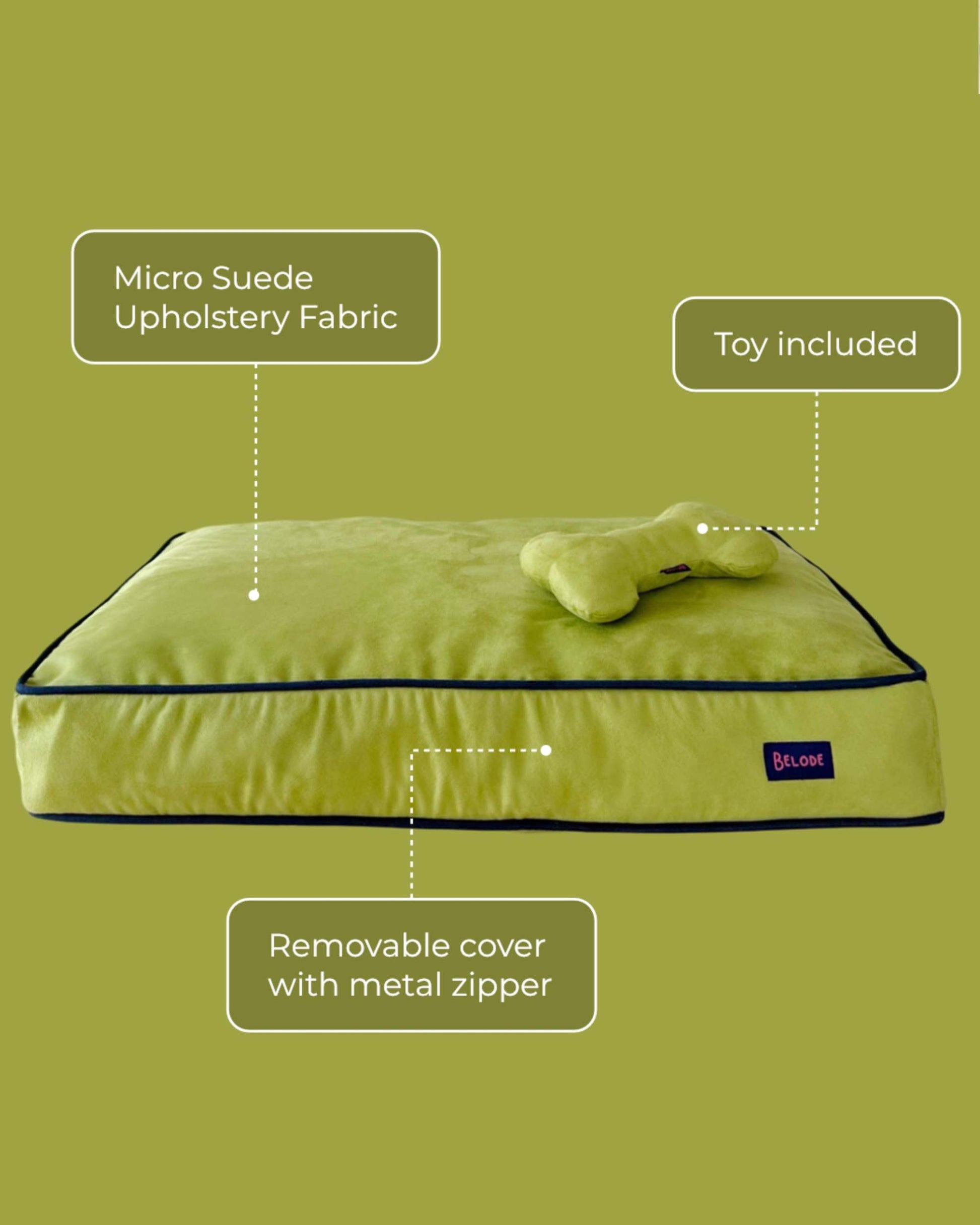 MONOCHROME DOG BED LIME GREEN / NAVY BLUE