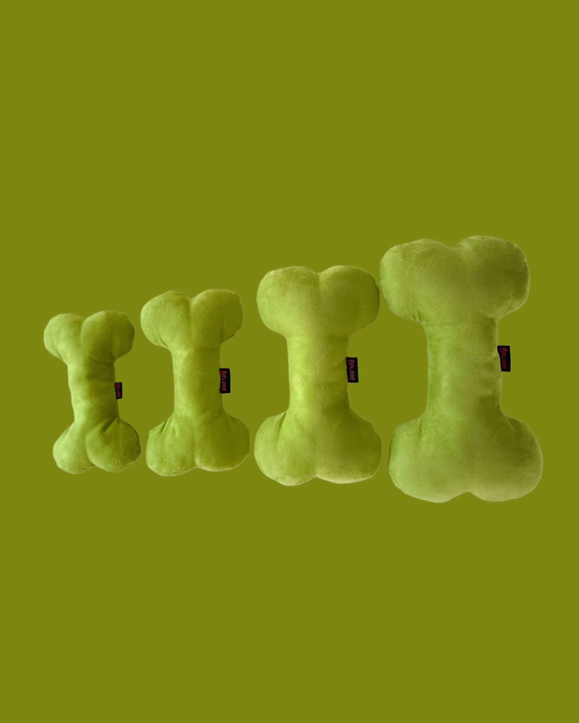 LIME GREEN BONE DOG SQUEAKY TOY