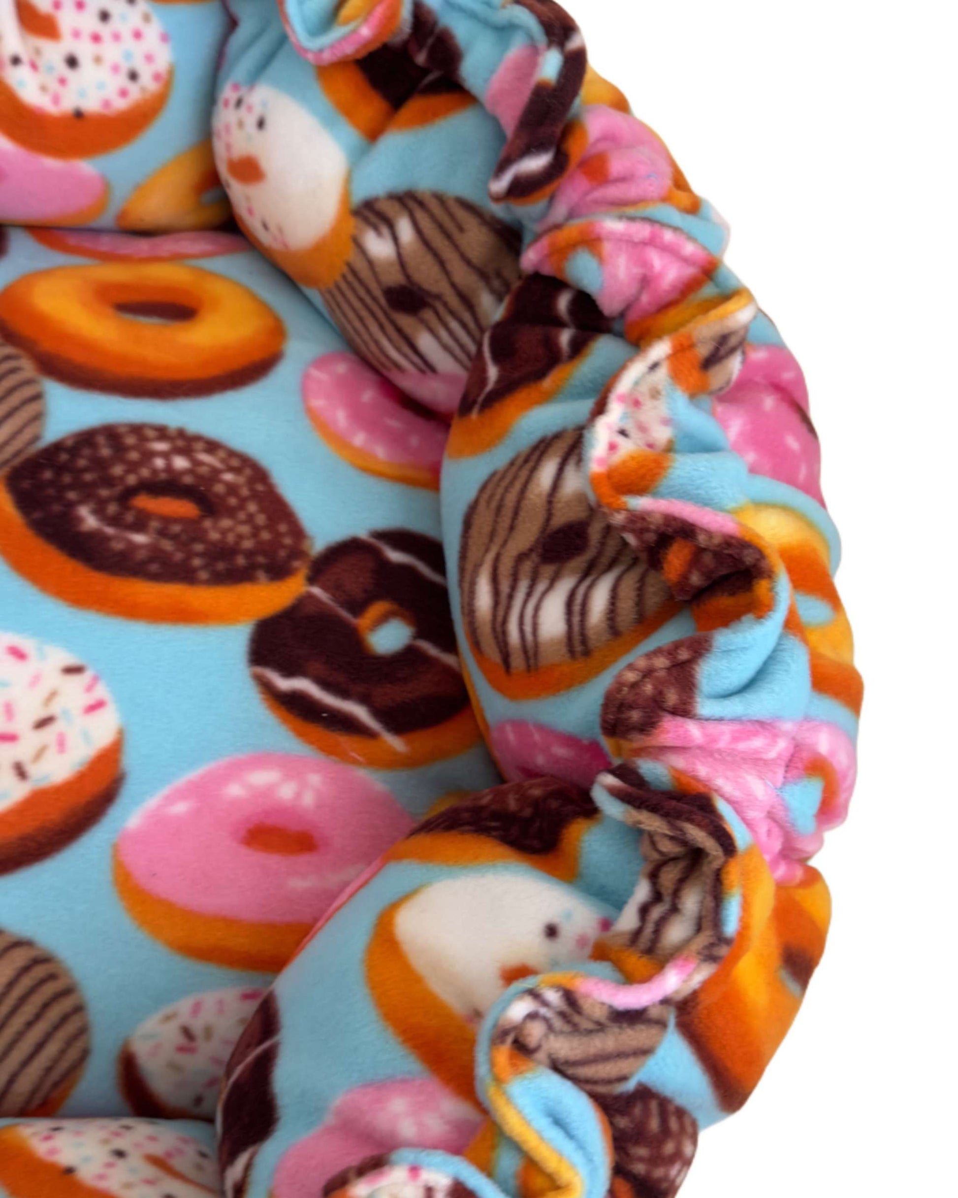 “Flower” Dog Bed - Donut Print, Convertible Round Shape