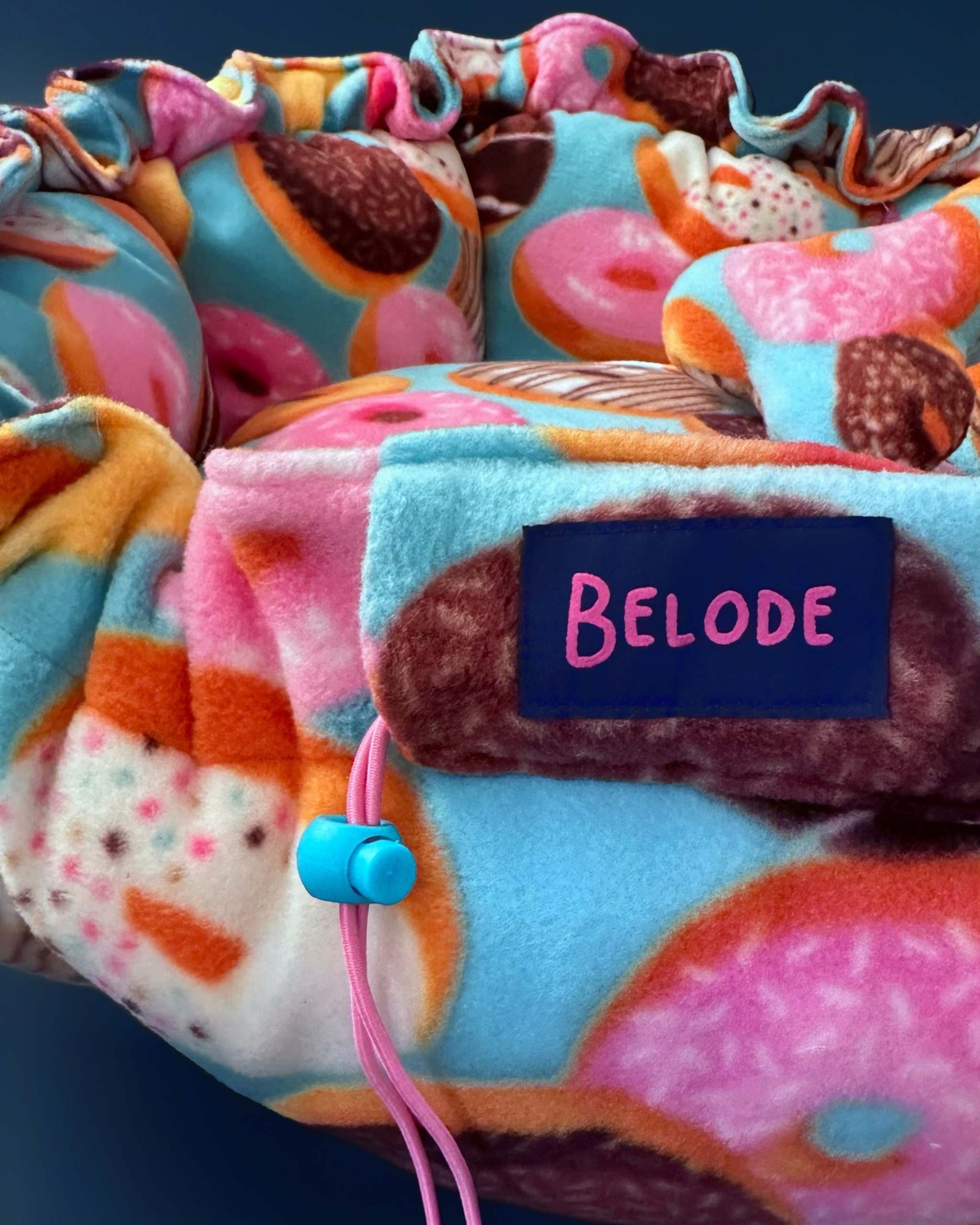 “Flower” Dog Bed - Donut Print, Convertible Round Shape
