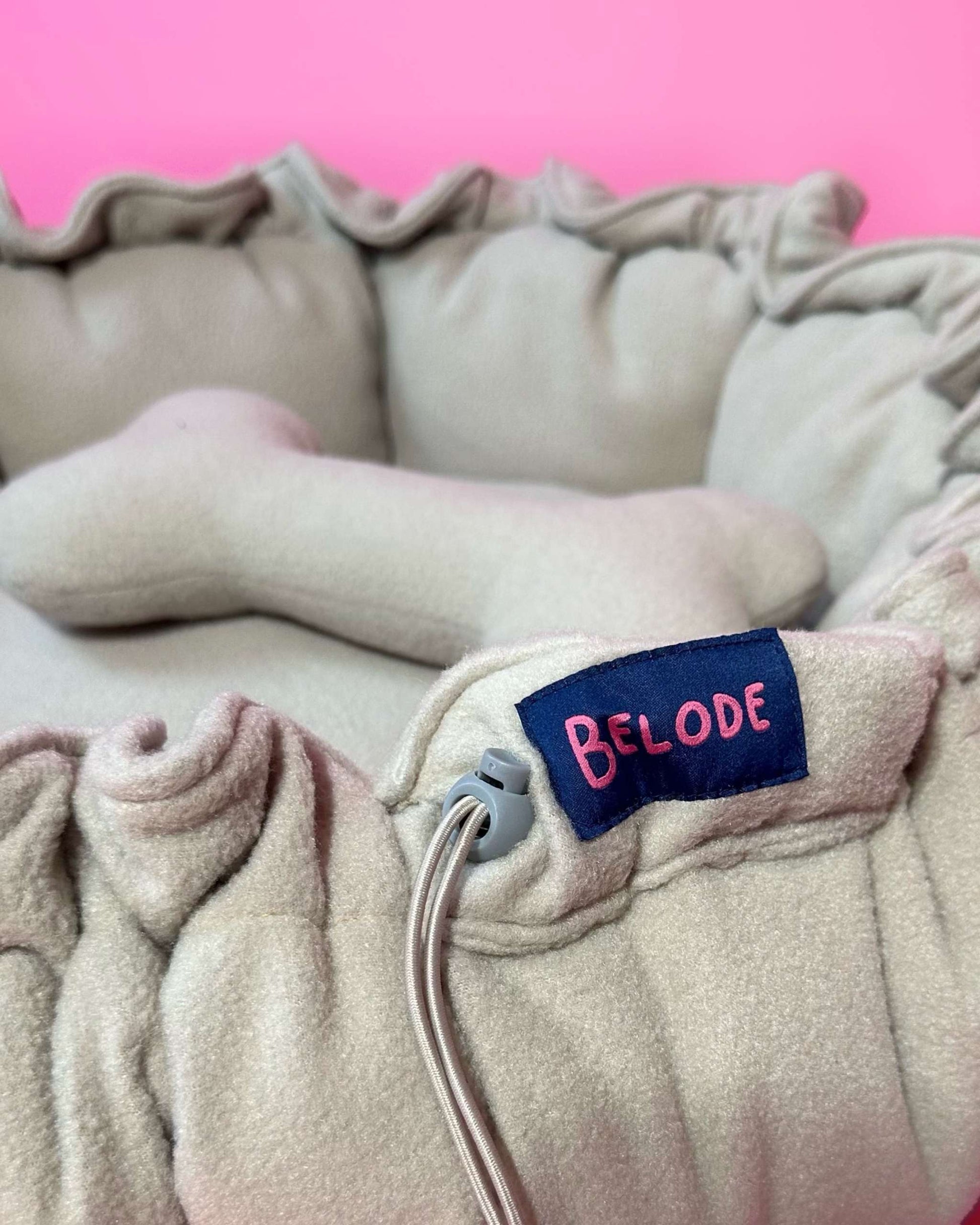 “Flower” Dog Bed - Soft Beige, Convertible Round Shape