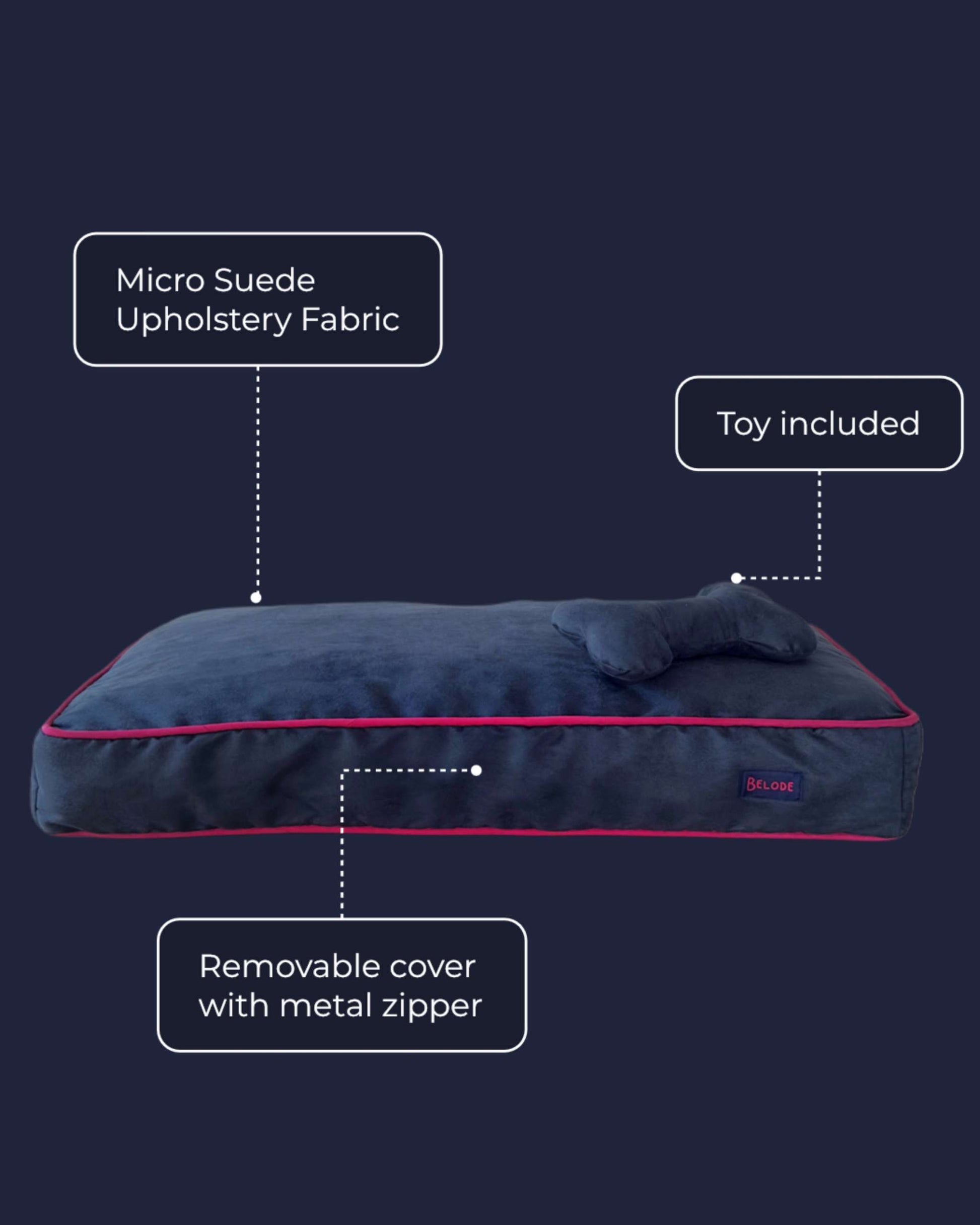 MONOCHROME DOG BED NAVY BLUE / FUCHSIA PINK