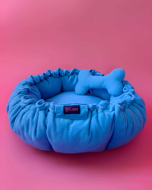 Flower Dog Bed - Bold Blue, Convertible Round Nest