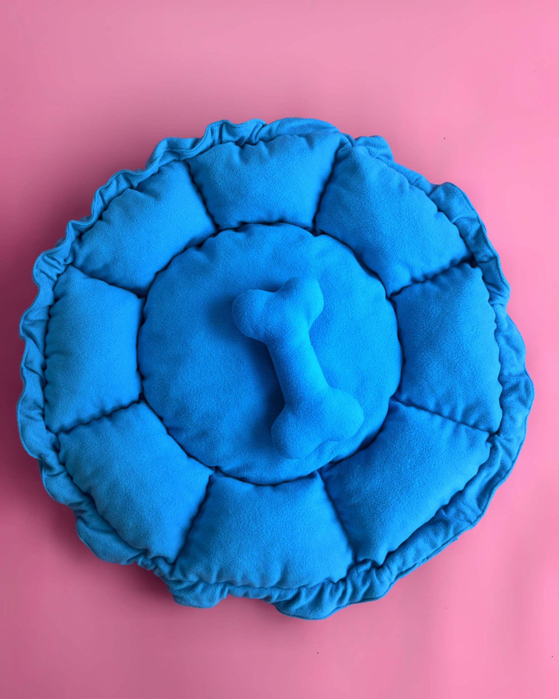 Flower Dog Bed - Bold Blue, Convertible Round Nest