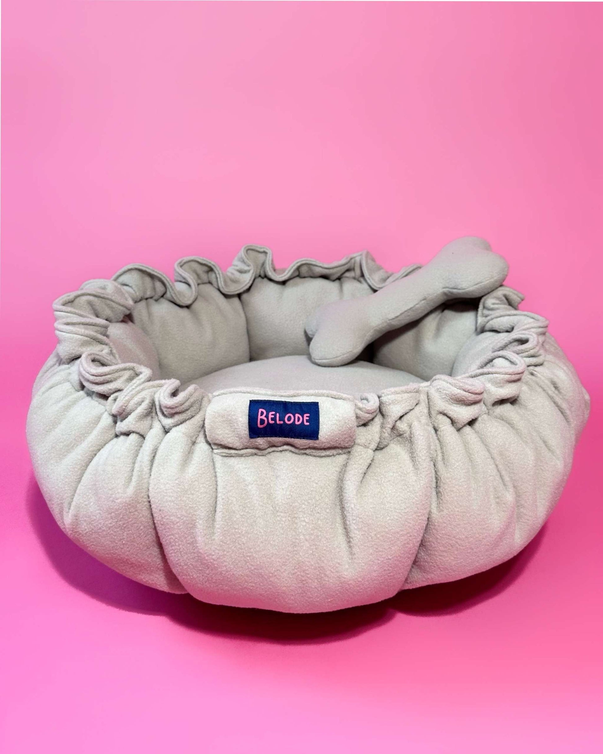 “Flower” Dog Bed - Soft Beige, Convertible Round Shape